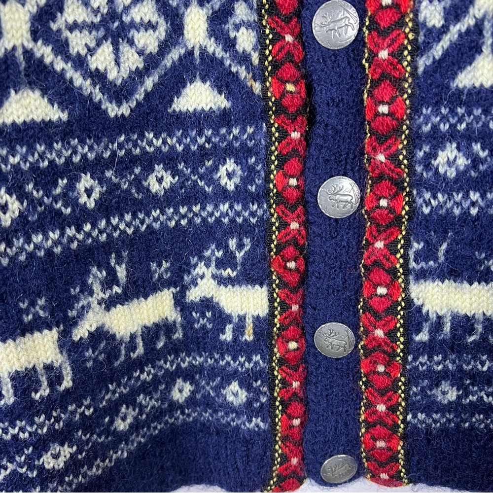 Vintage 60s Norway Fair Isle Wool Cardigan Sweater Small - Picture 8 of 10